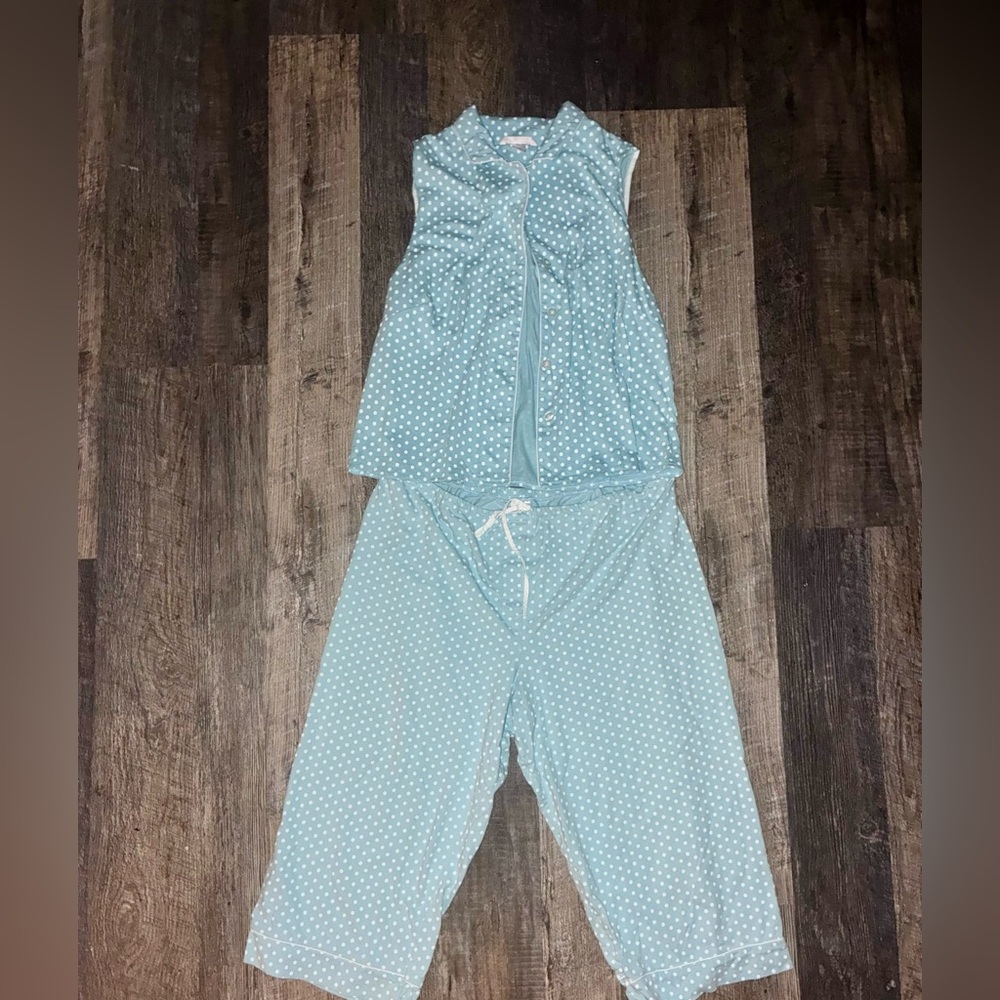 Dockers Teal and White Polka Dot Pajama Set